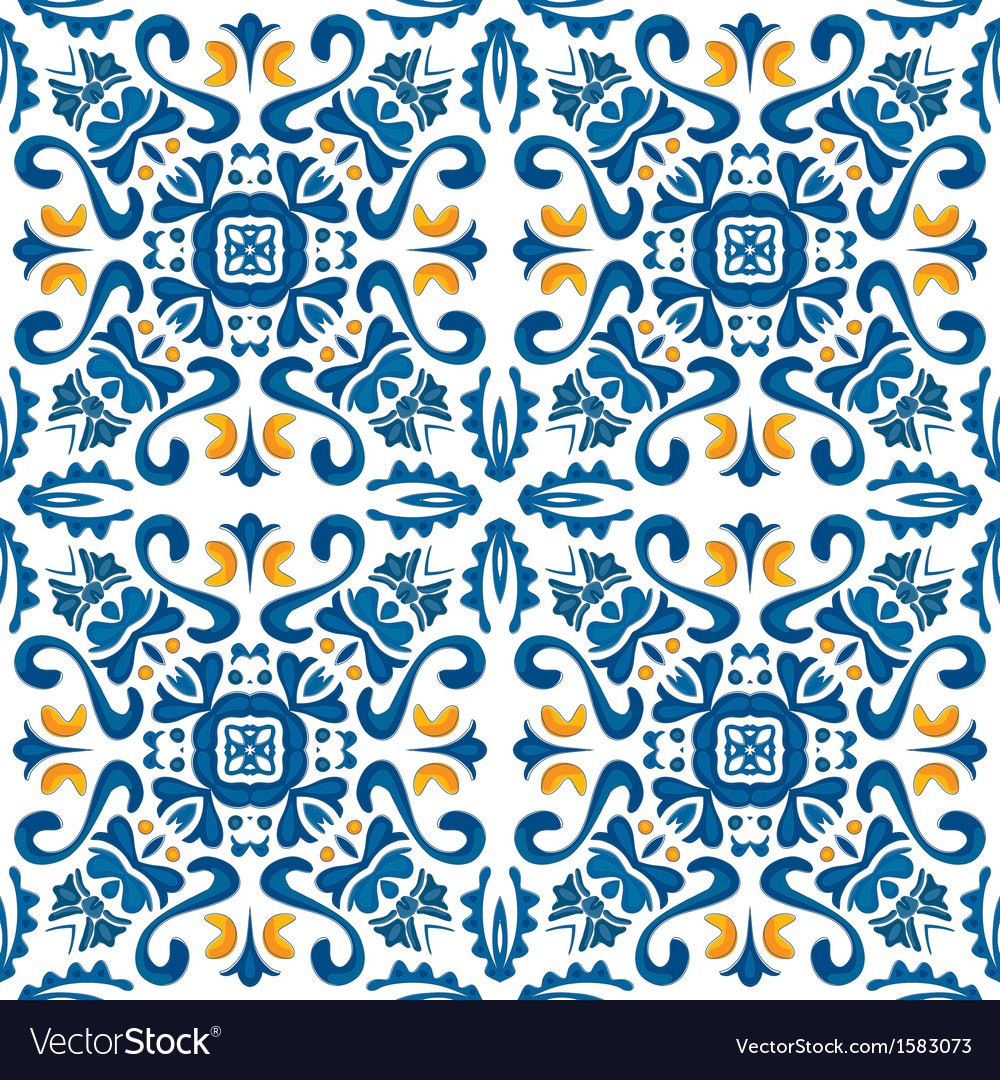 Portuguese Tiles Royalty Free Vector Image Vectorstock Portuguese Tiles Vector Image