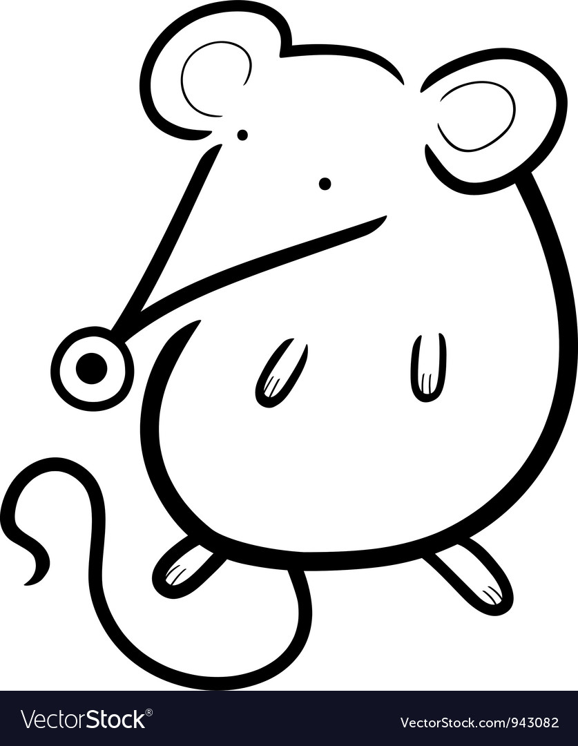 cute mouse cartoon for coloring book vector image