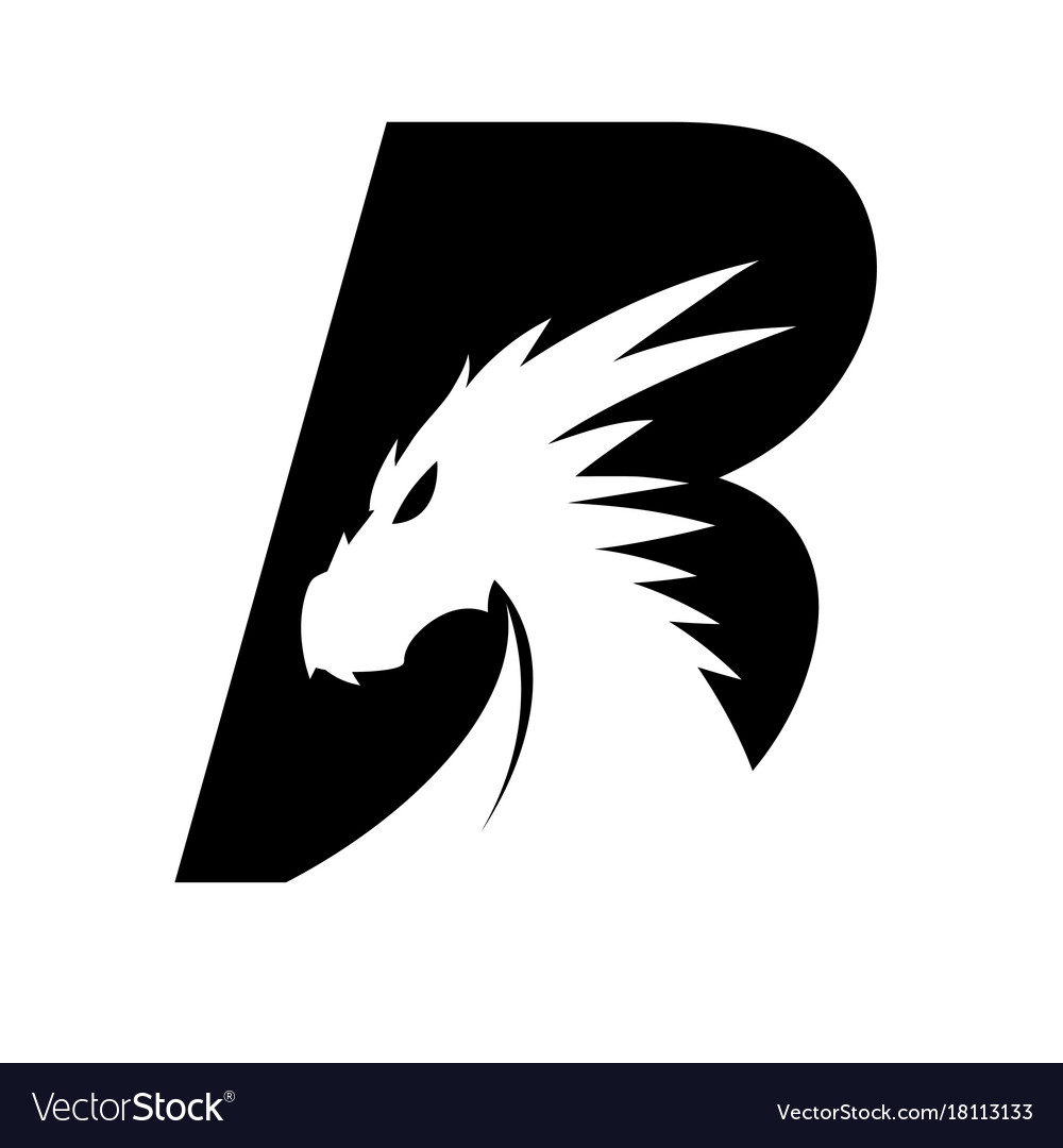 letter b dragon head black royalty free vector image dragon letter
