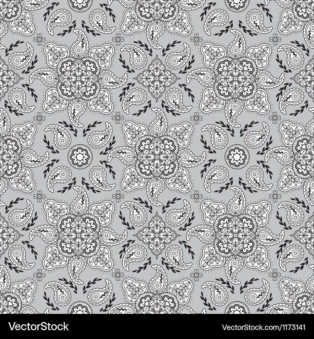 Gray paisley pattern Royalty Free Vector Image