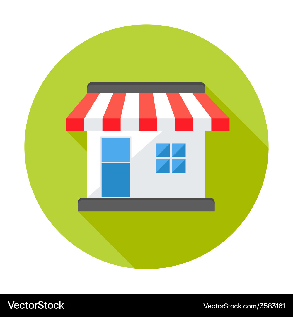 Shop Market Circle Flat Icon Royalty Free Vector Image
