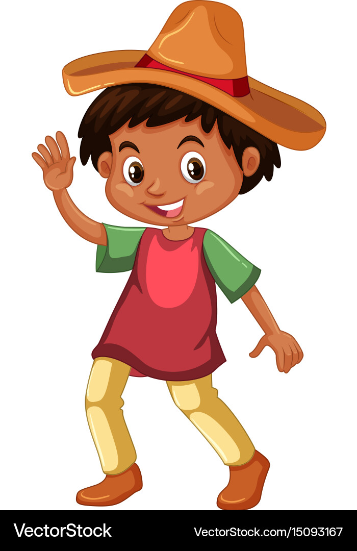 Mexican boy wearing hat Royalty Free Vector Image
