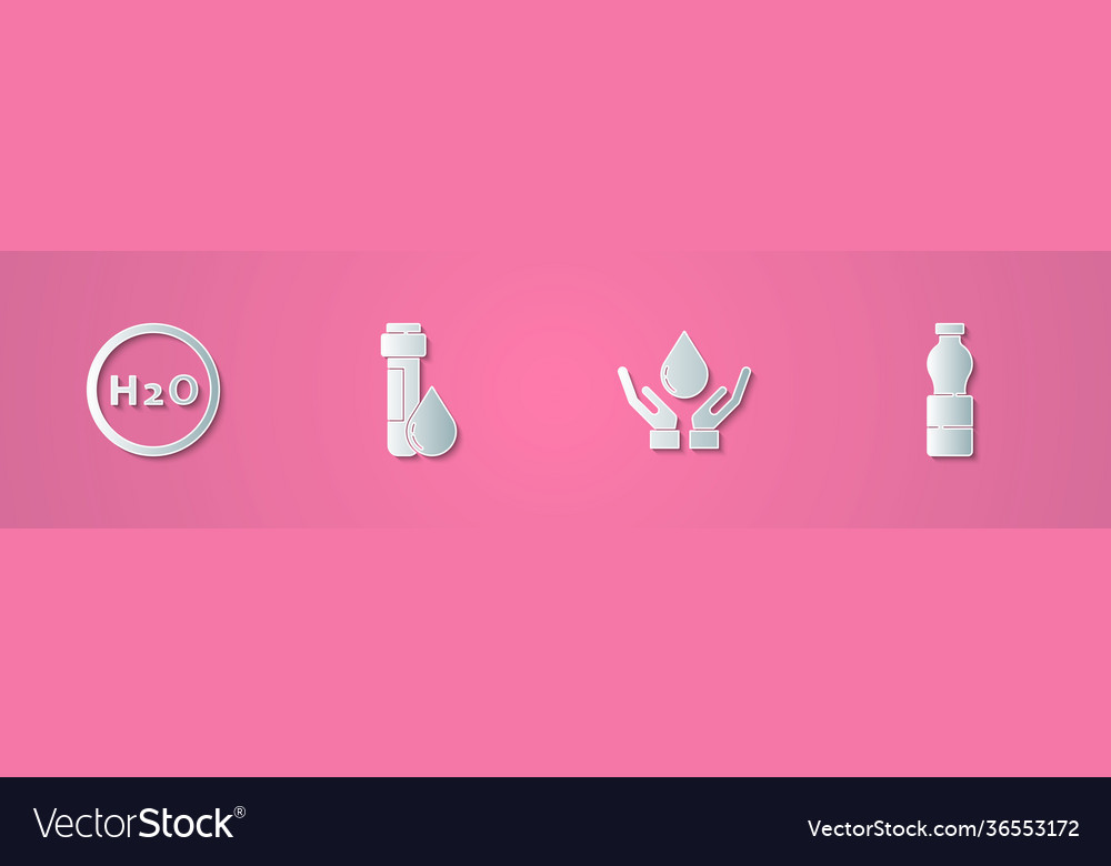 Set paper cut chemical formula for h2o test tube Vector Image