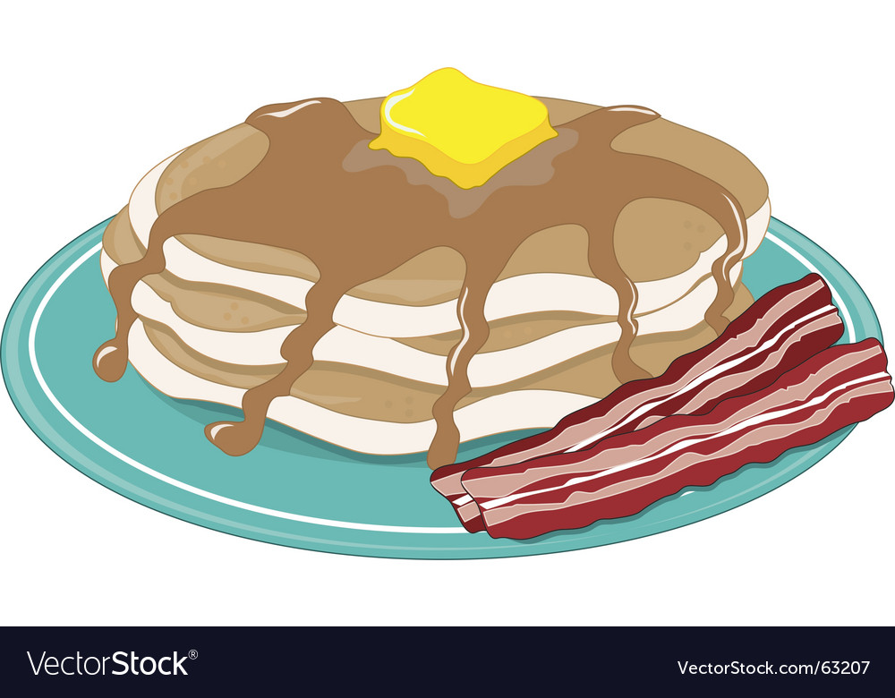 Pancakes bacon Royalty Free Vector Image VectorStock