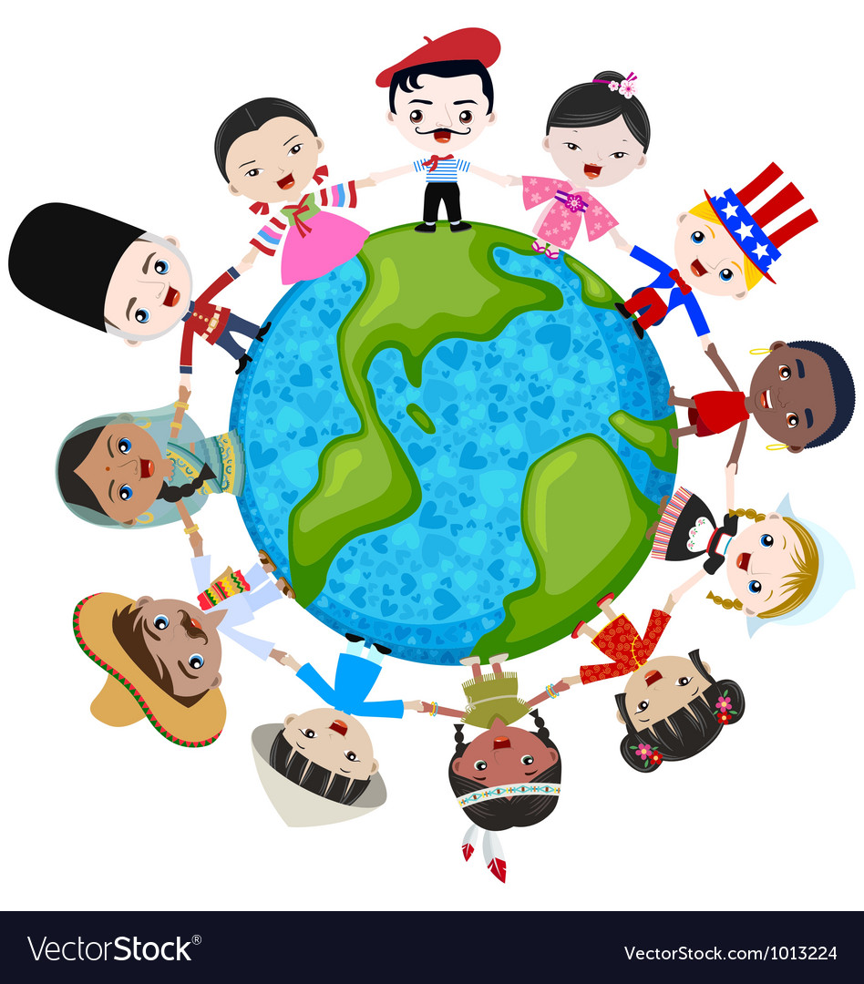 Download Earth multicultural children Royalty Free Vector Image