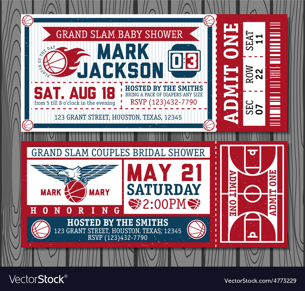 Set of vintage basketball tickets Royalty Free Vector Image