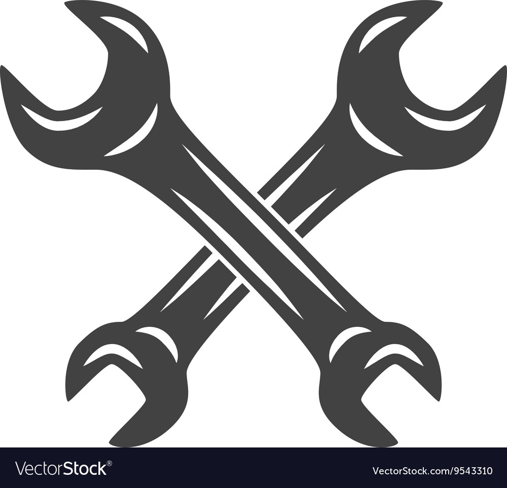 Two crossed wrenches  Logo elements Black and white