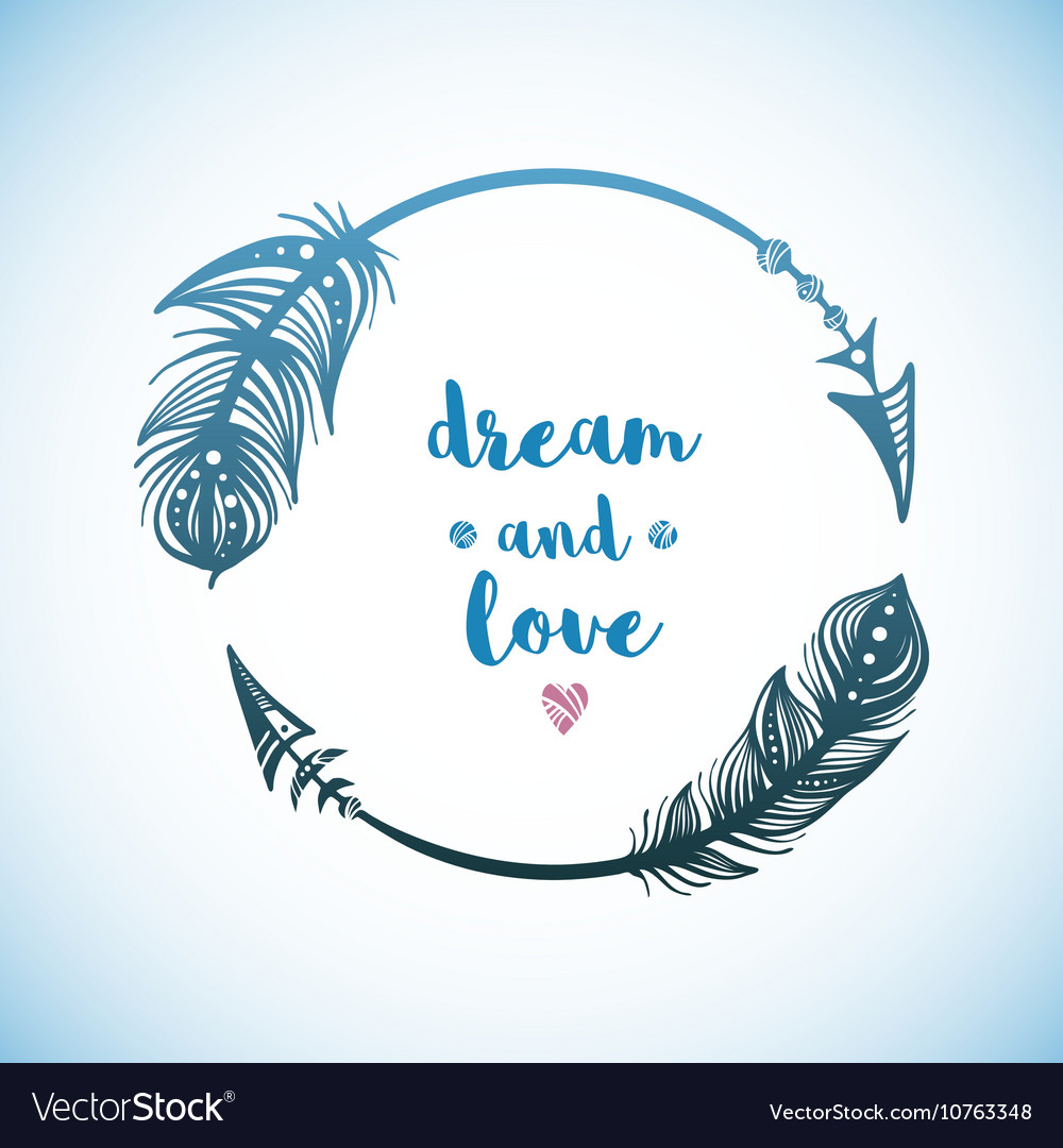 Download Feather Arrow Wreath in Boho Style Royalty Free Vector Image
