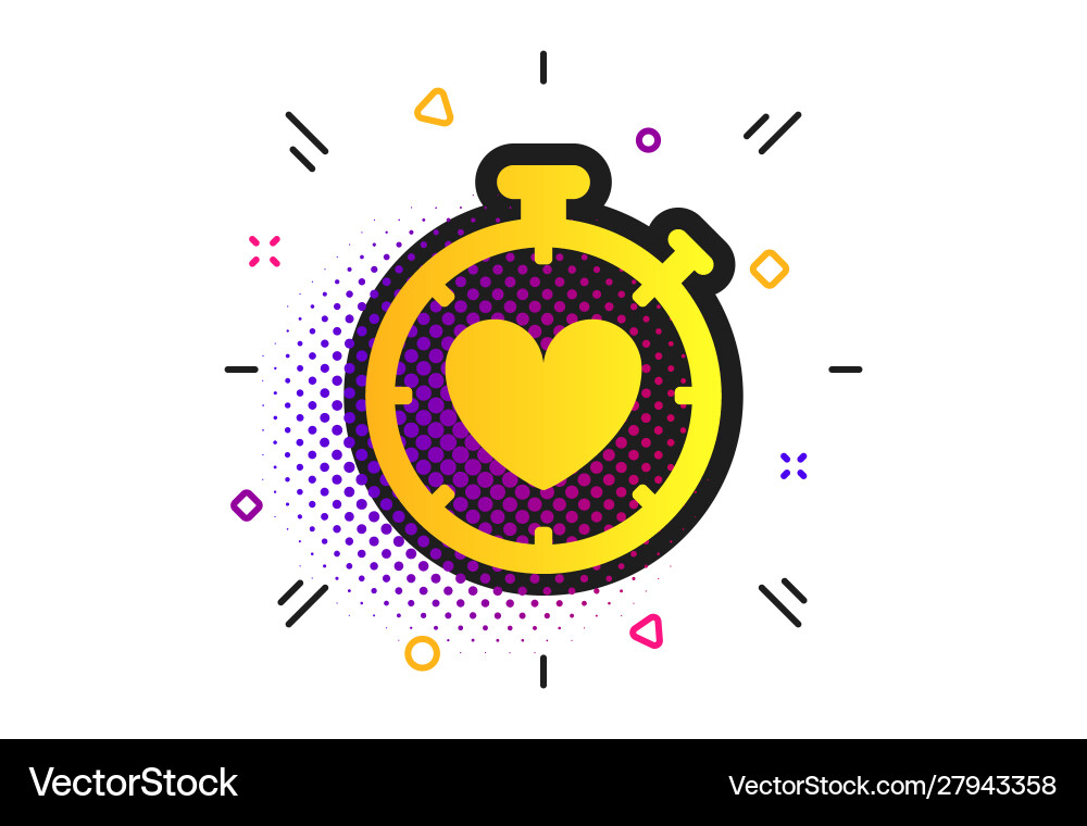 Heart timer sign icon stopwatch symbol Royalty Free Vector