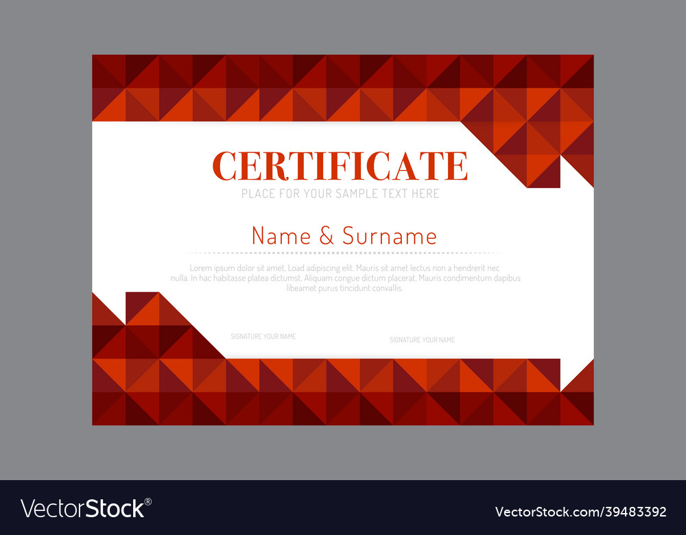Certificate template geometric frame design Vector Image