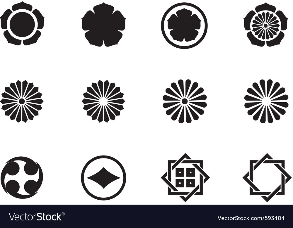 Download Japanese mon symbols Royalty Free Vector Image