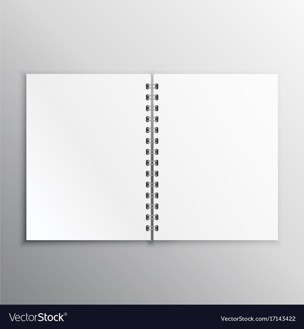 Open book or diary mockup with spiral binding Vector Image