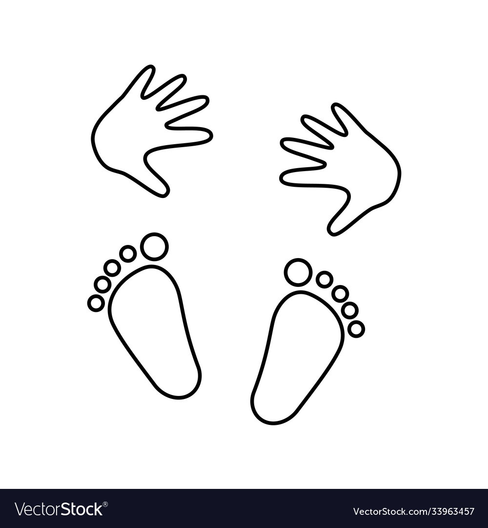 Linear little hands and feet Royalty Free Vector Image