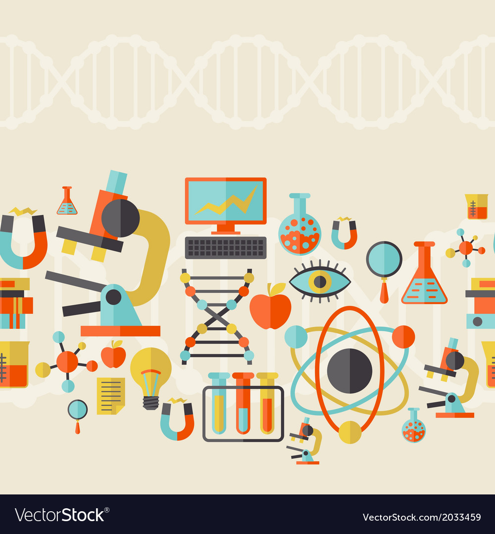 Science seamless pattern in flat design style Vector Image