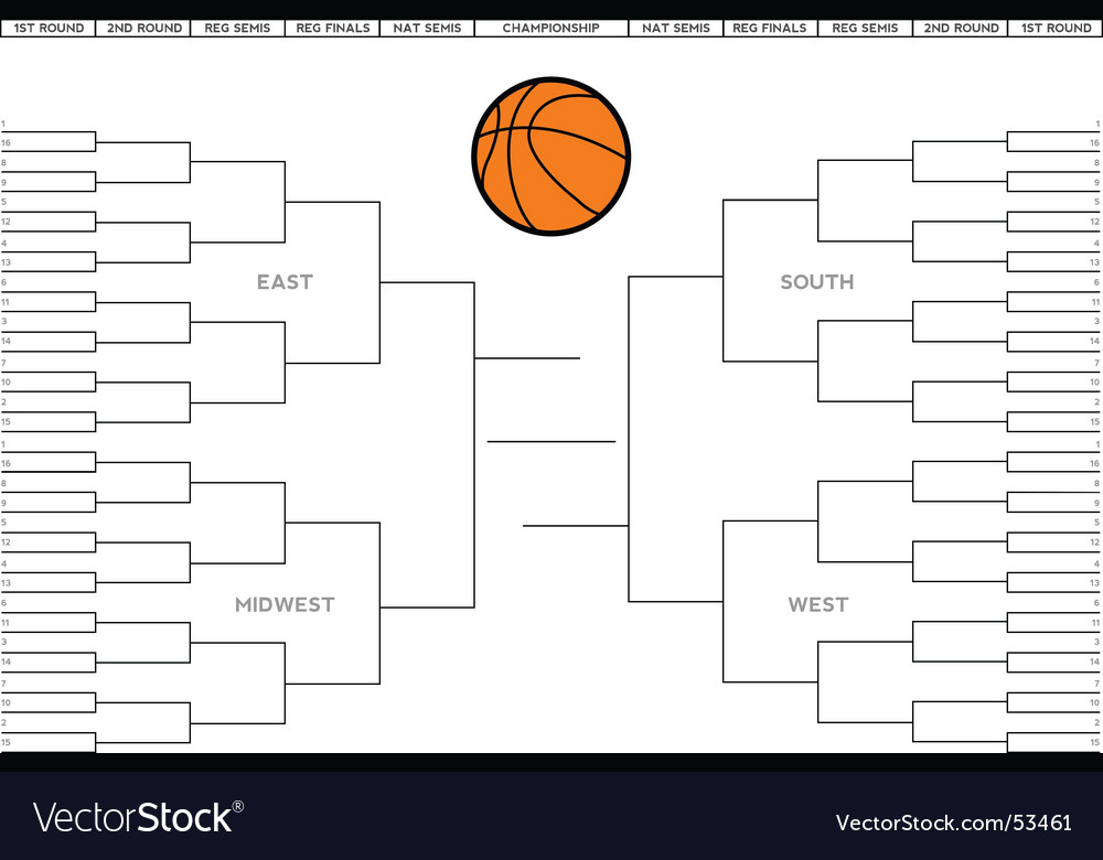 College Basketball Tournament Bracket Royalty Free Vector