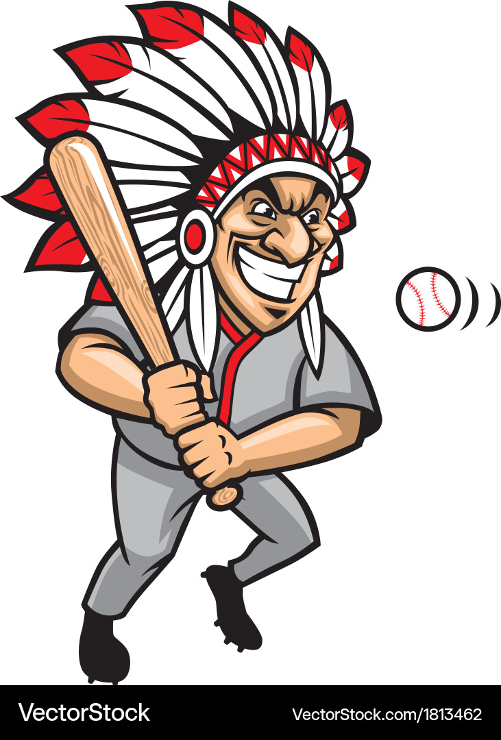 Indian chief baseball mascot Royalty Free Vector Image