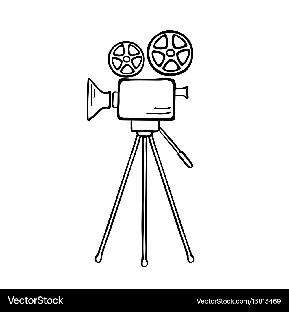 Movie camera sketch Royalty Free Vector Image VectorStock