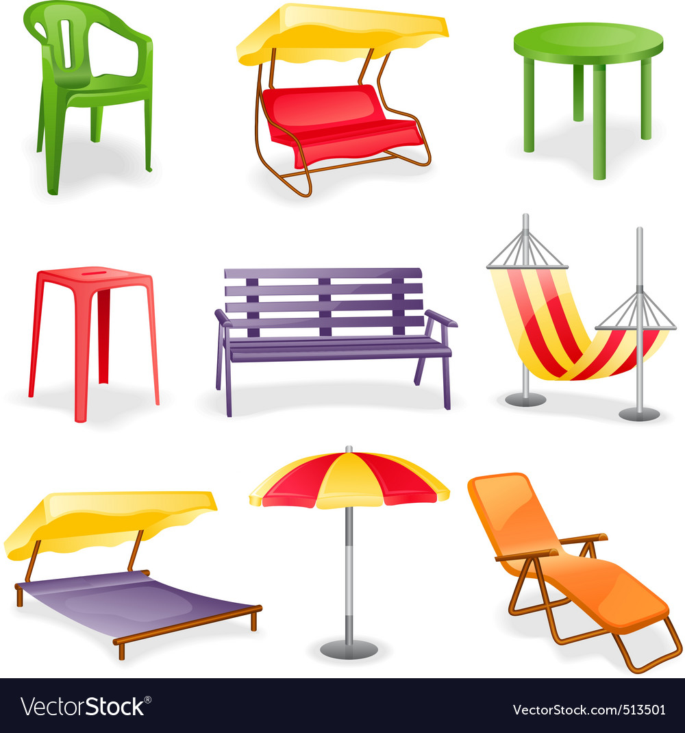 Garden furniture icon set Royalty Free Vector Image