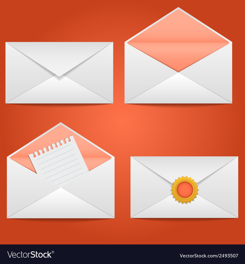 set of envelopes open closed sealed with a letter vector image sealed letter