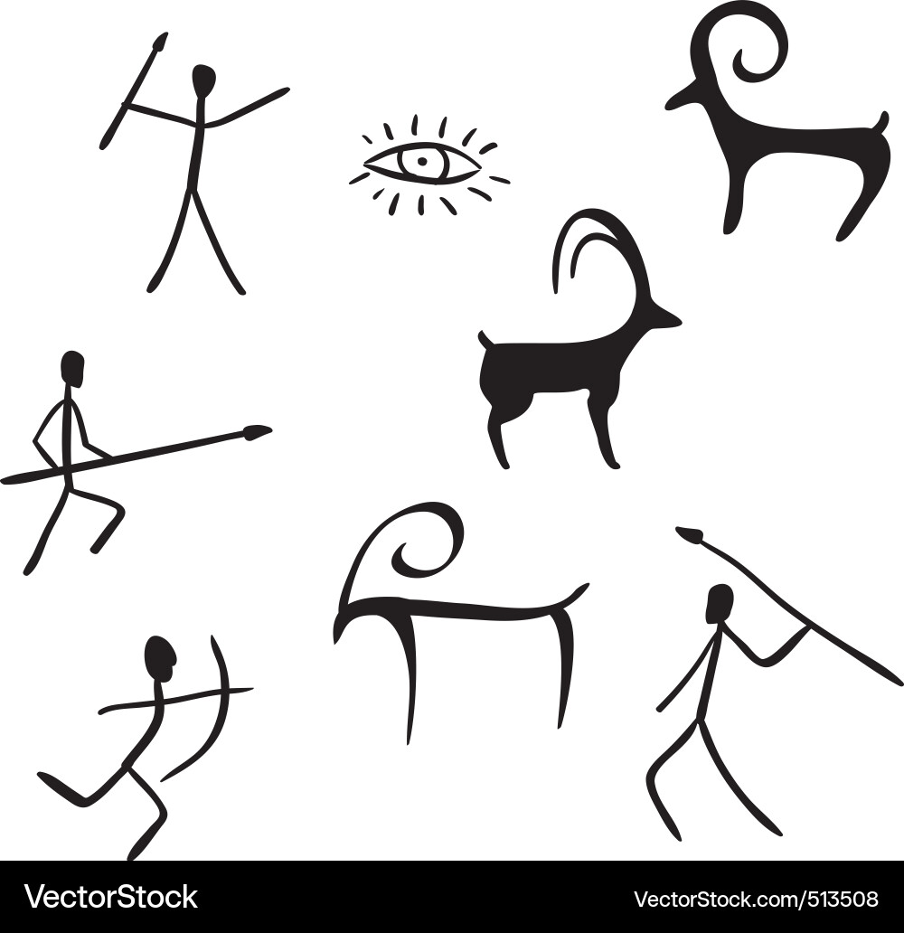 Primitive figures looks like cave painting Vector Image