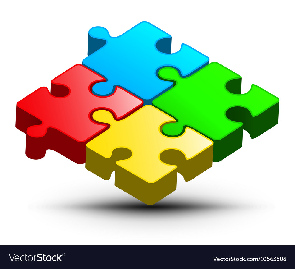Puzzle Logo Design Colorful Jigsaw 3D Abst Vector Image