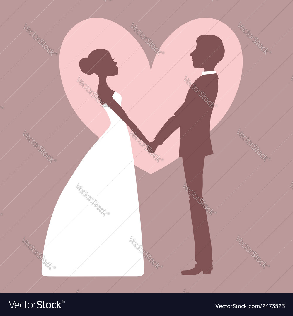 Wedding Invitation Silhouette Of Bride And Groom Vector Image Wedding Invitation Silhouette Of Bride And Groom Vector Image