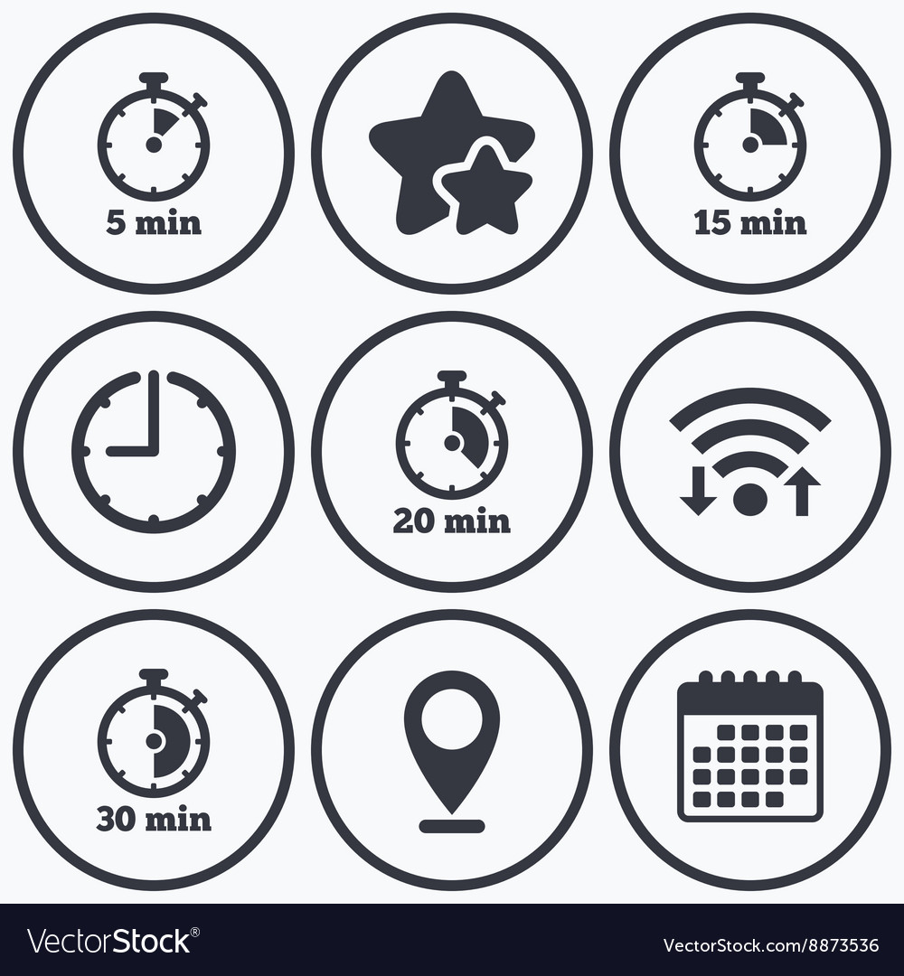 timer icons five minutes stopwatch symbol vector image timer for five minutes