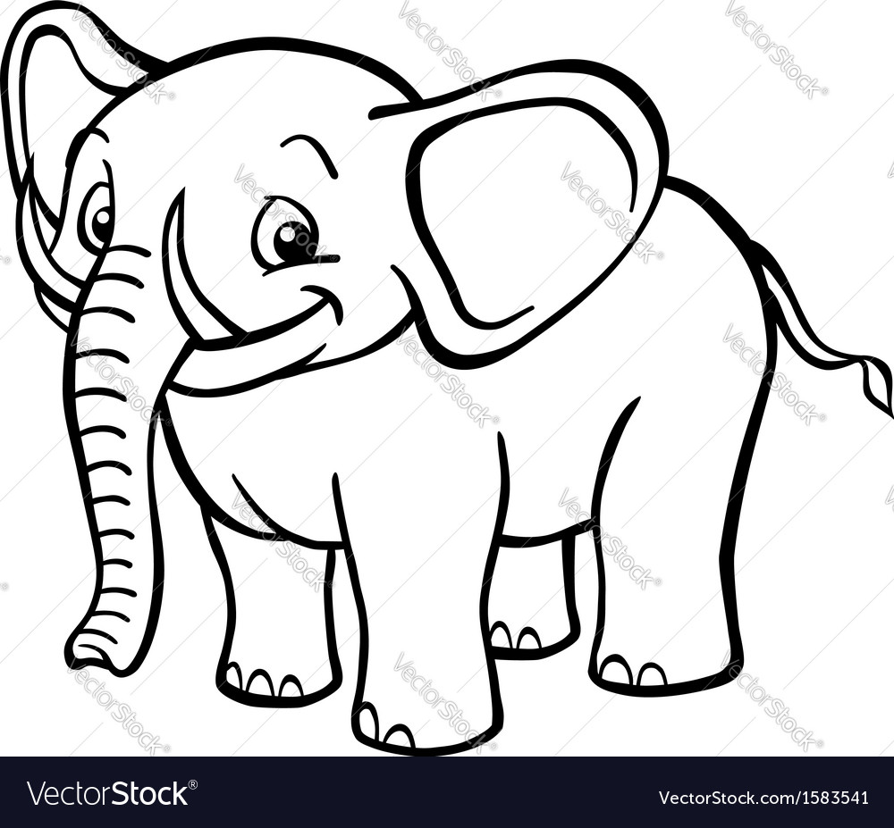 Black and white cartoon elephant Royalty Free Vector Image
