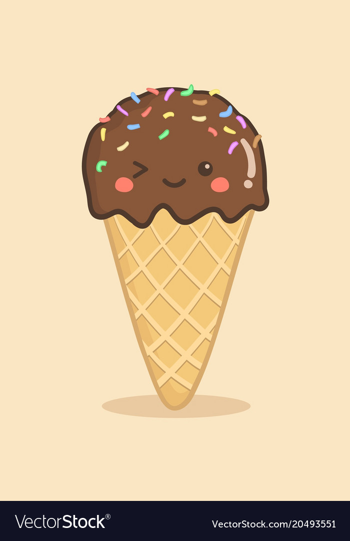 Cute ice cream cone chocolate sprinkle Royalty Free Vector
