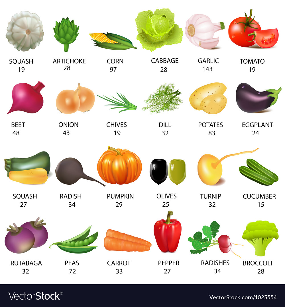 Vegetables Calories Table Royalty Free Vector Image Vegetables Calories Table Royalty Free Vector Image