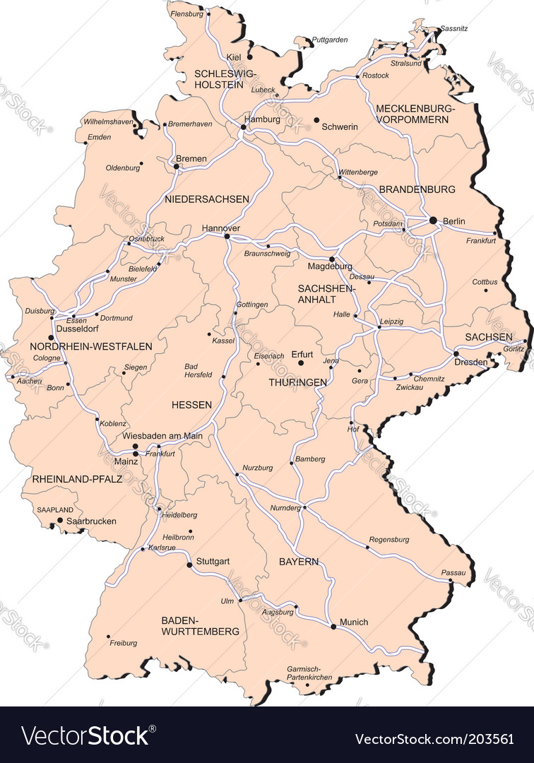 Germany railway map Royalty Free Vector Image VectorStock