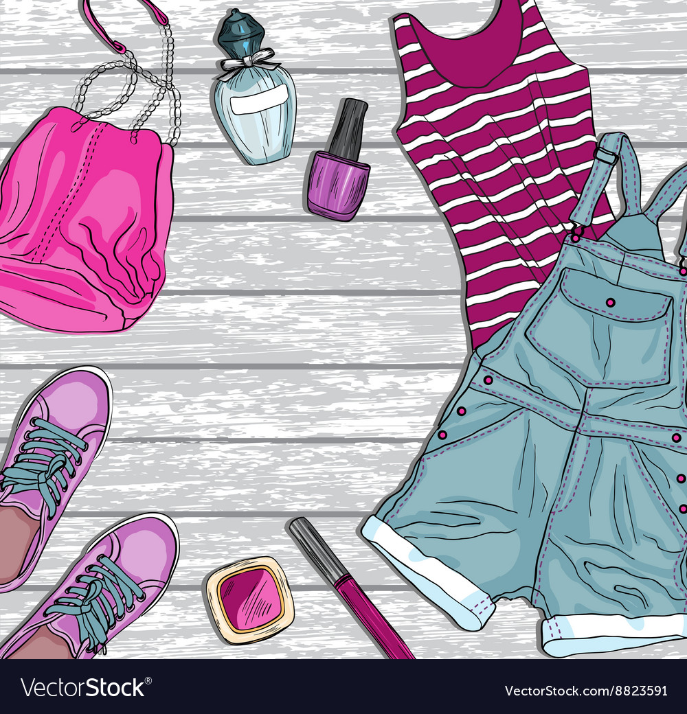 background with female fashion clothes royalty free vector cloth background