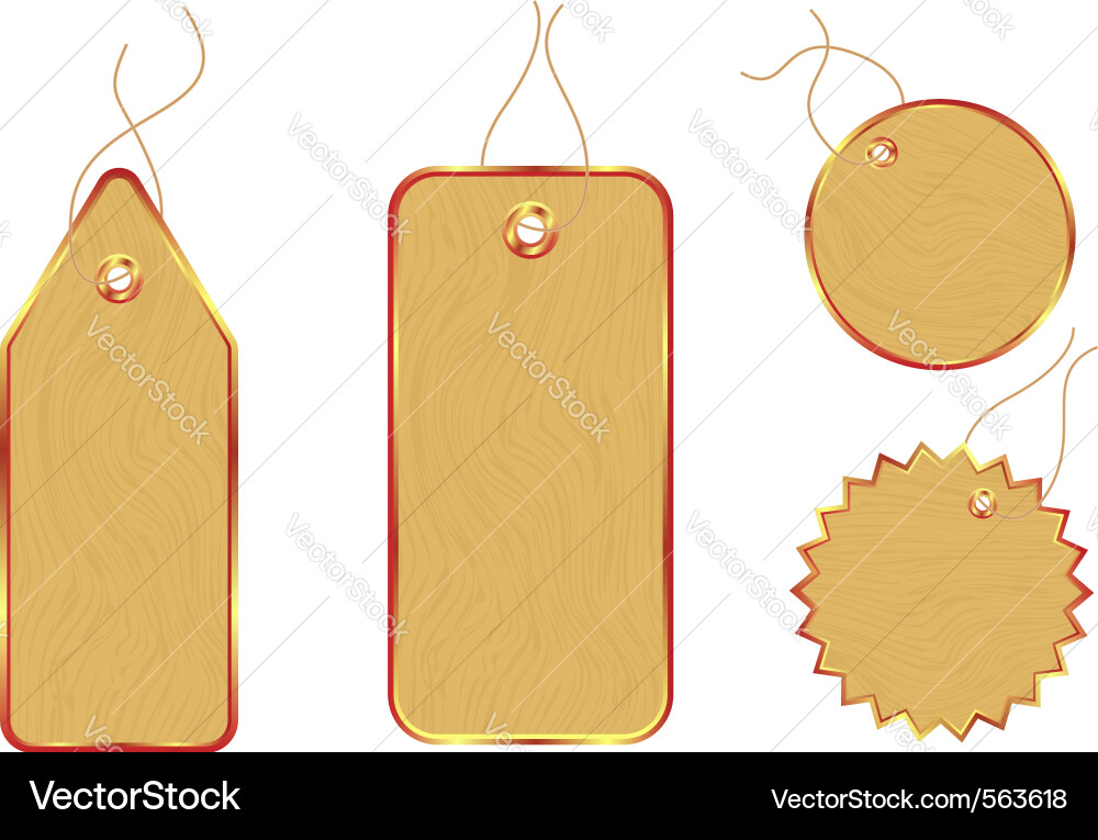 Wooden price tags Royalty Free Vector Image VectorStock