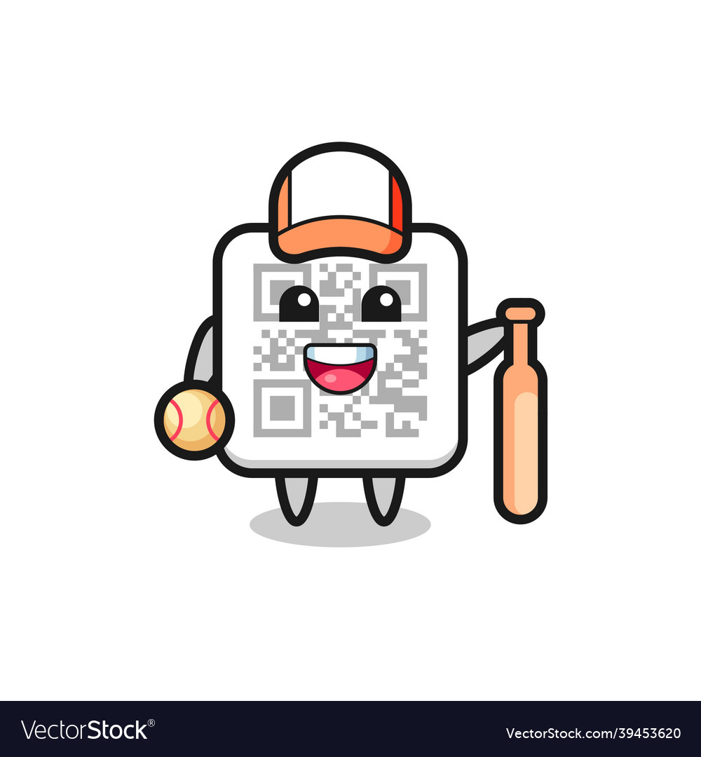 Cartoon character of qr code as a baseball player Vector Image
