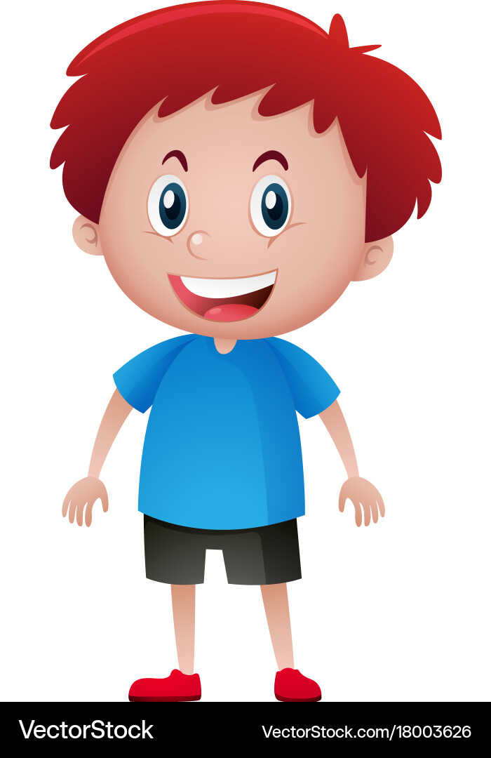 Little boy in blue shirt Royalty Free Vector Image