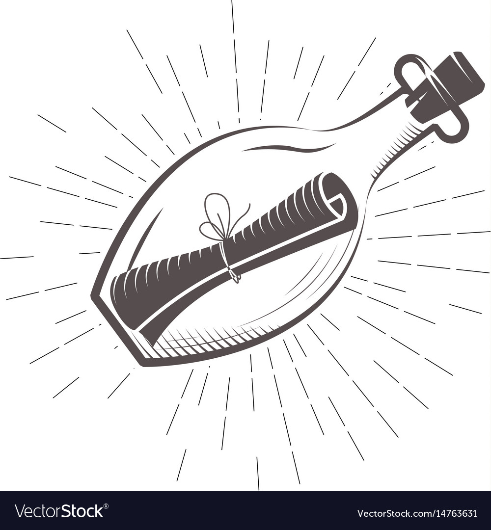 Sos message in a bottle - vintage note Royalty Free Vector