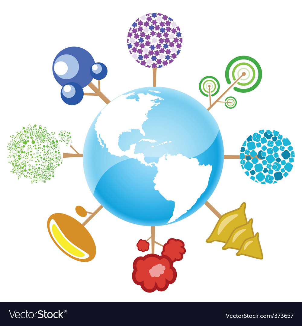 World with trees Royalty Free Vector Image - VectorStock