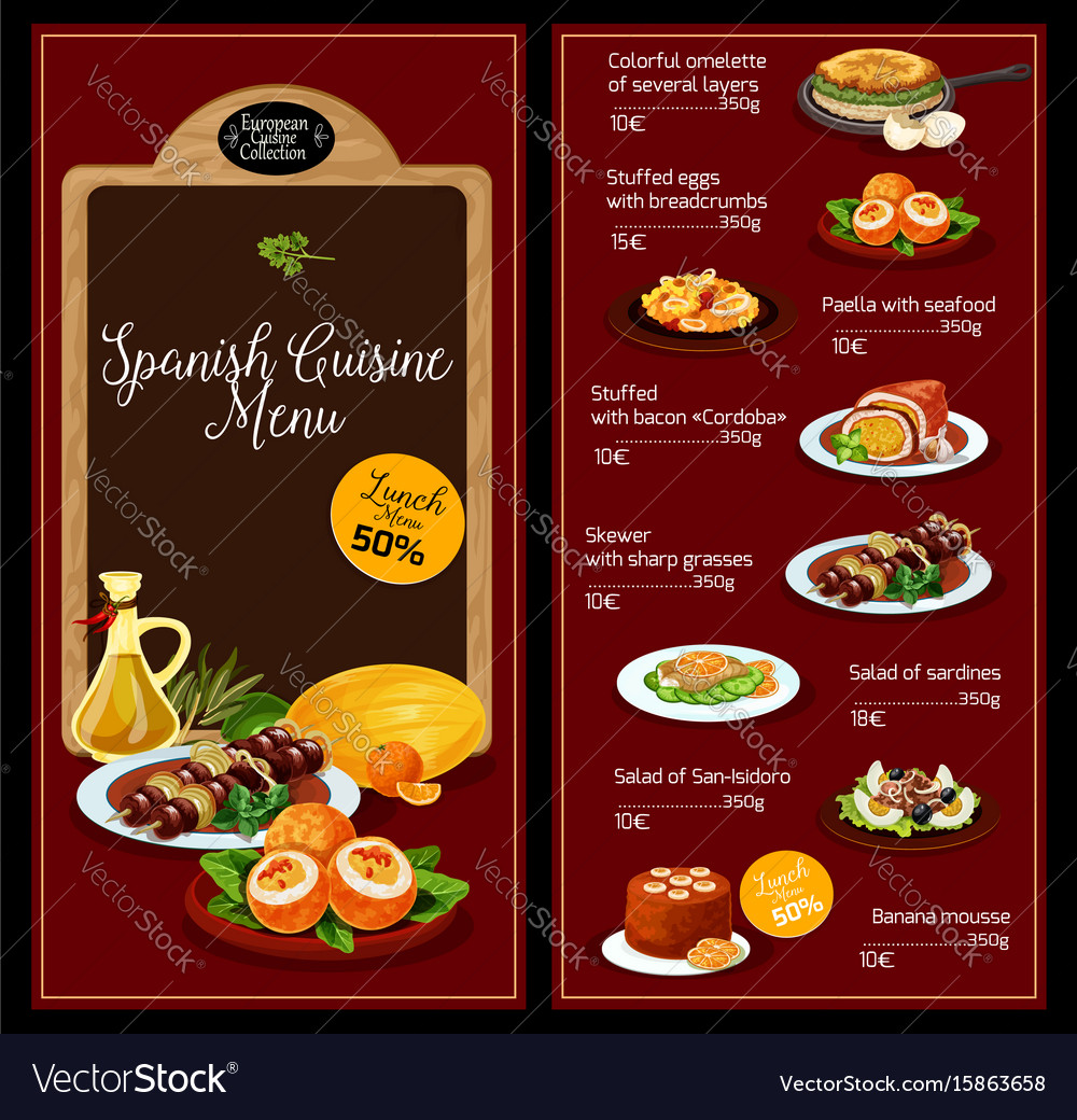 spanish menu template