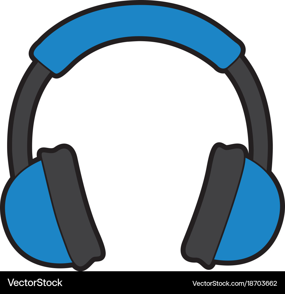 Cute blue headphones cartoon Royalty Free Vector Image