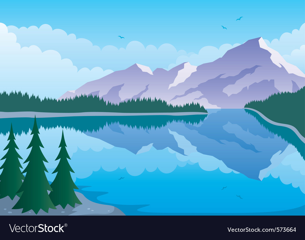 Download Mountain lake Royalty Free Vector Image - VectorStock