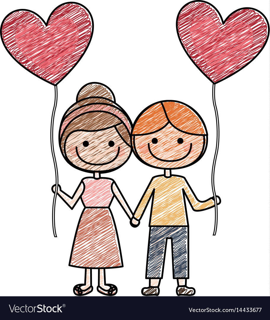 Color Pencil Drawing Of Caricature Of Boy And Girl Color Pencil Drawing Of Caricature Of Boy And Girl