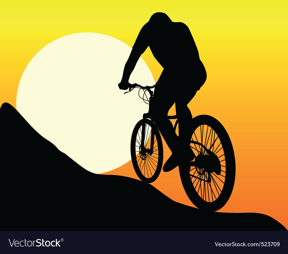 silhouette of a mountain biker vector image