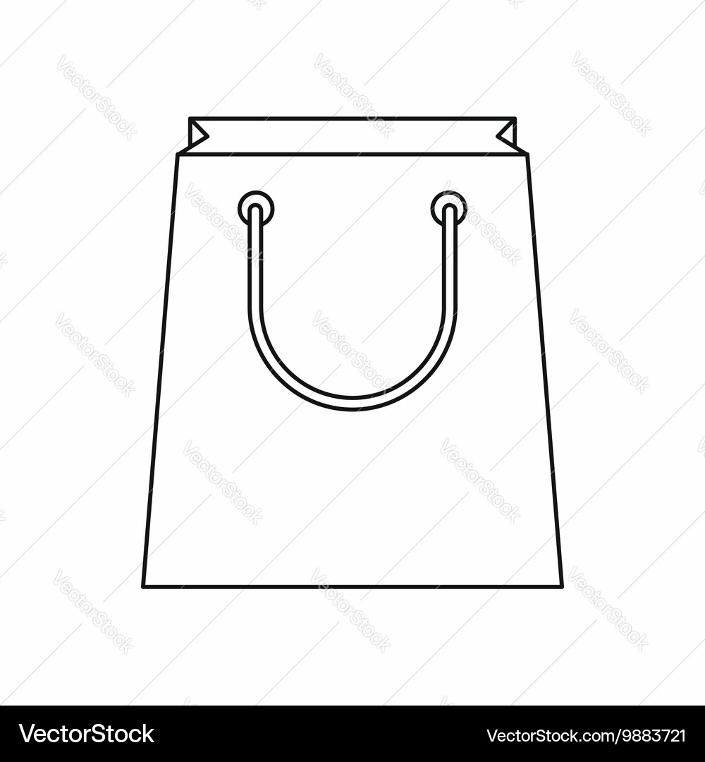 Paper shopping bag icon outline style Royalty Free Vector