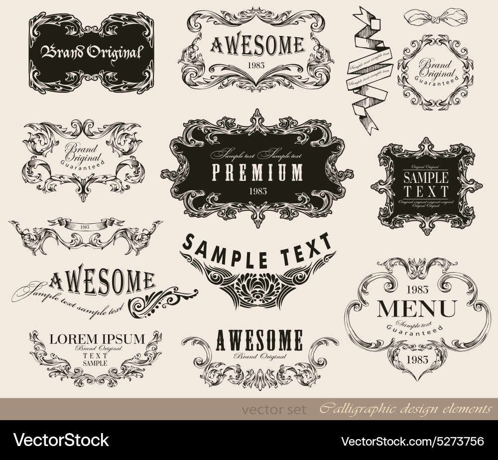 Calligraphic design elements Royalty Free Vector Image
