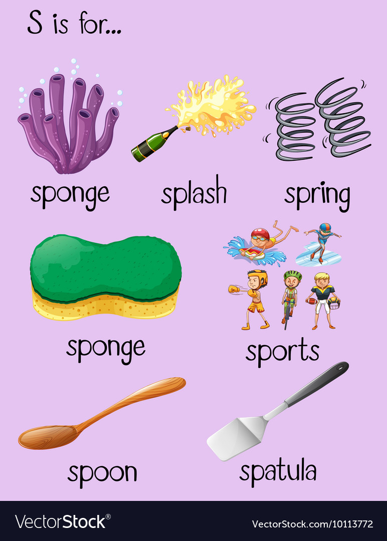 Many Words Begin With Letter S Royalty Free Vector Image
