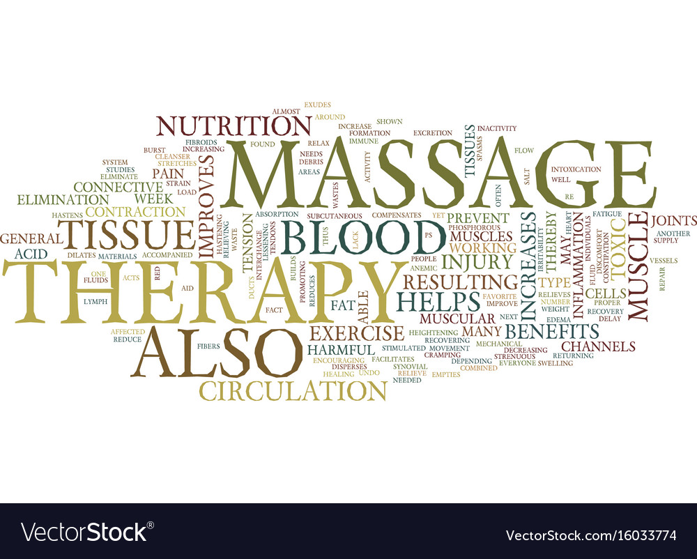 Massage Therapy Benefits Text Background Word Vector Image