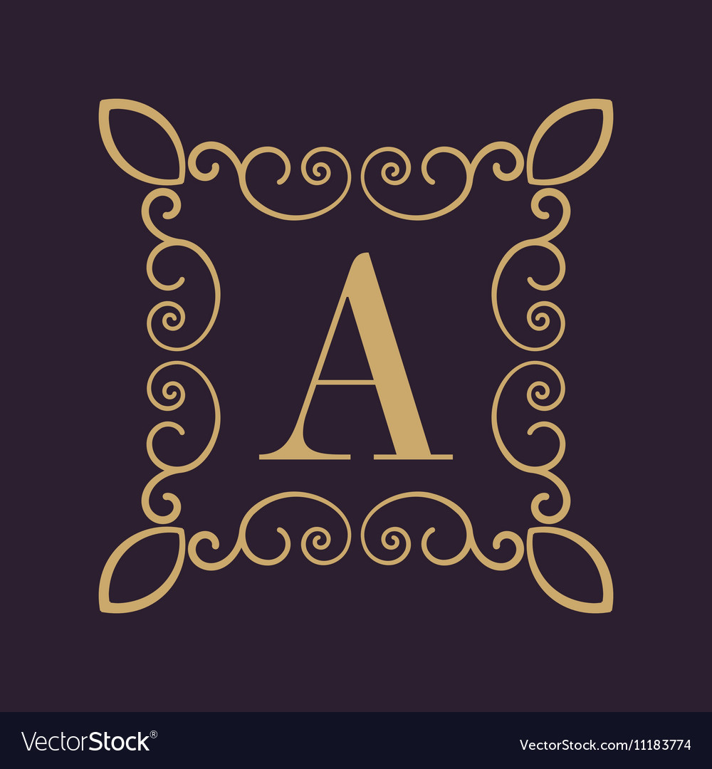 monogram letter a calligraphic ornament gold vector image monogram letter a