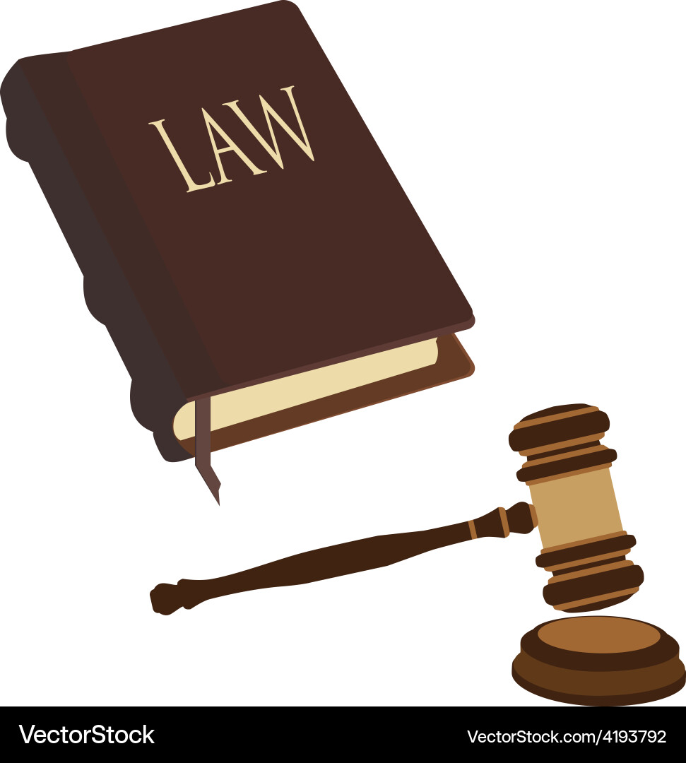 Law book and gavel Royalty Free Vector Image VectorStock