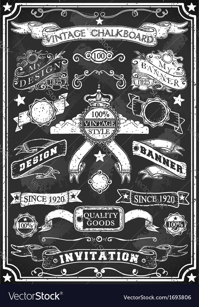 Hand Drawn Blackboard Banner Royalty Free Vector Image