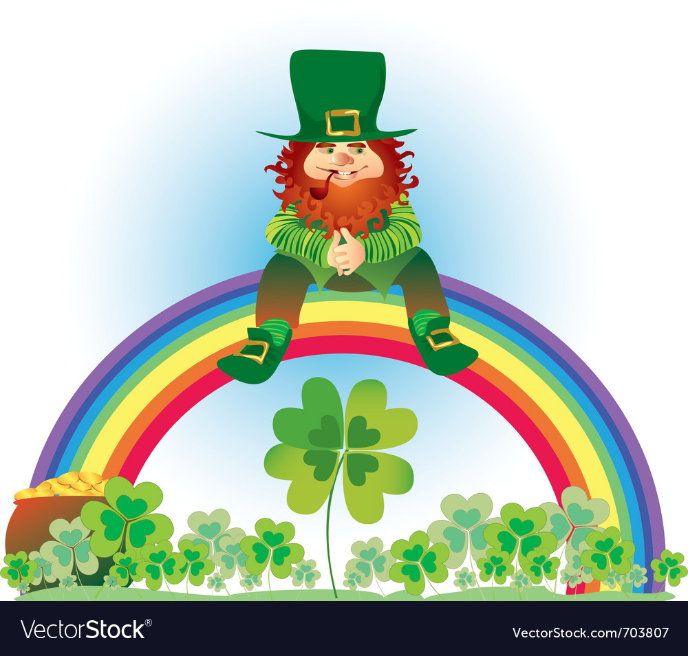 Leprechaun and rainbow Royalty Free Vector Image